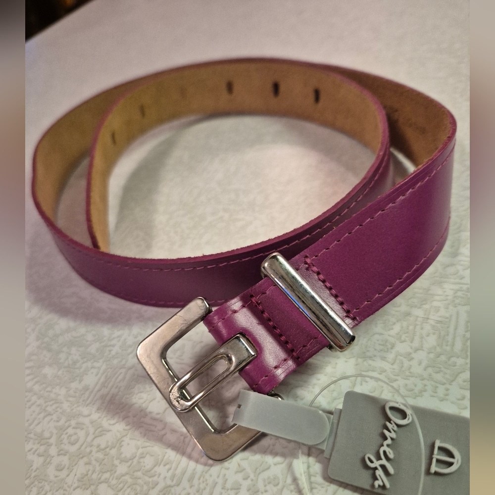 Omega Purple Leather Belt Elegant Accessory
